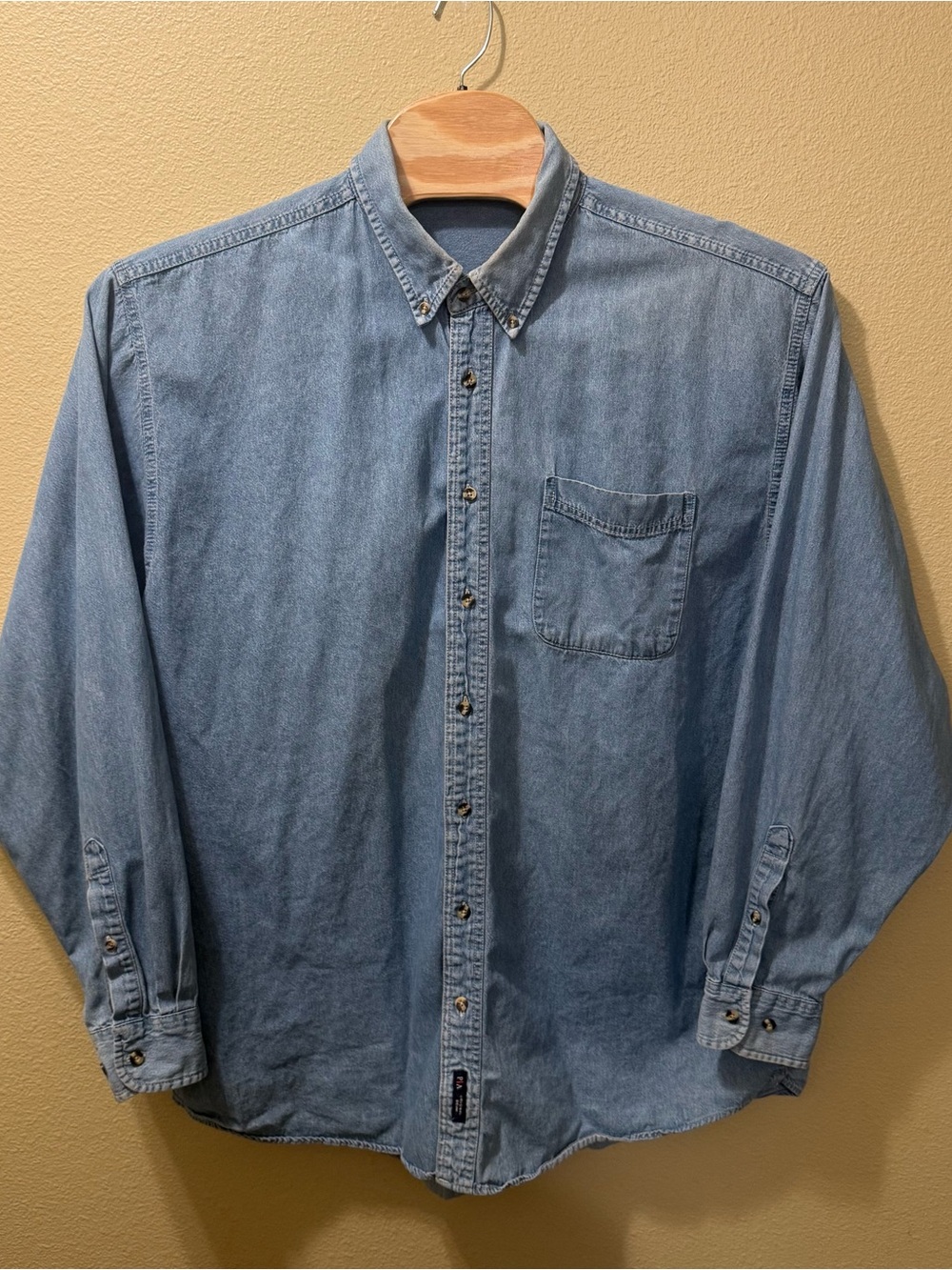 Men’s Tall 3XL Vintage Port Authority Blue Original Denim Button Down Shirt